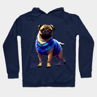 Colorful Pug in Traditional African Boubou Celebrating African Culture Hoodie